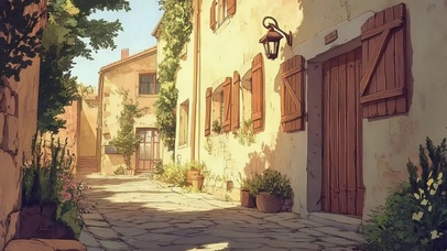 阳光静谧无人村庄街道