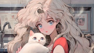 4K 女孩和猫