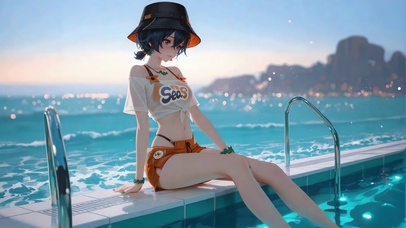 夏日泳池少女-铃