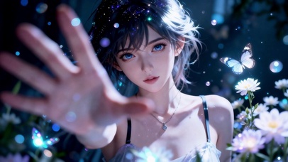 夏夜花与蝶