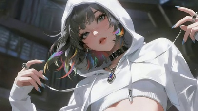 潮流卫衣短发美女