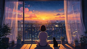 女孩与猫咪