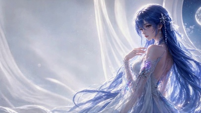 梦幻蓝发星空美少女