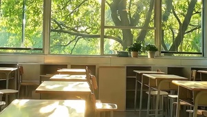 窗外教室绿景带鱼屏