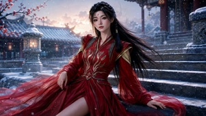 古风红衣雪中美人南宫玉