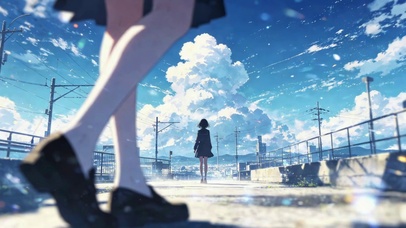 晴空下的二次元少女漫步
