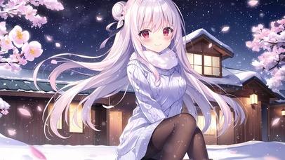 雪中桃花少女