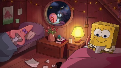 海绵宝宝派大星雨夜房间