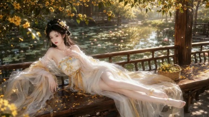 古风湖畔仙气美少女