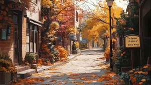 秋日静谧温馨城市街道