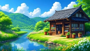 清新花草静谧小屋便利店