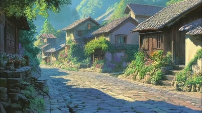 郊外山林古风小镇街道