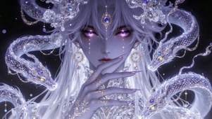 梦幻紫眸银发银龙壁纸