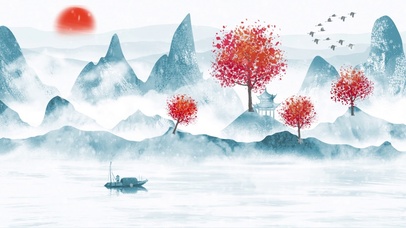 中国风梦幻水墨山水