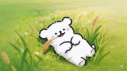 草地可爱线条狗