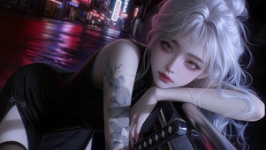 都市霓虹银发少女