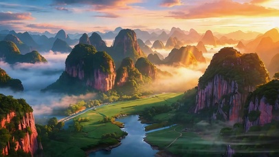 云绕峰峦