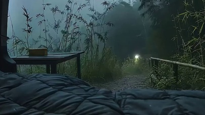 雨夜夜景带鱼屏