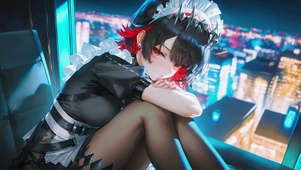 霓虹夜色中的女仆