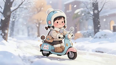 冬日雪景中的女孩