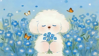 可爱鲜花狗狗