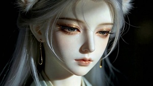 银发狐耳古风二次元美少女