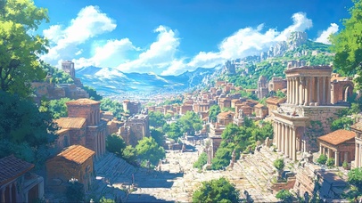 俯瞰蓝天阳光历史古城