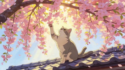 樱花树下猫咪