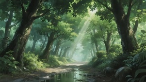 阳光绿色森林小径