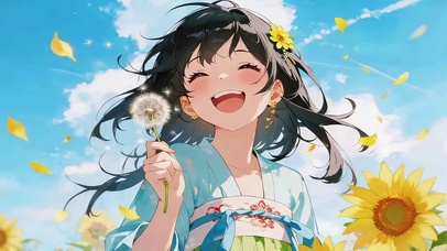 可爱蒲公英女孩