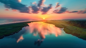落日海岛泻湖
