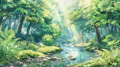 林间溪涧