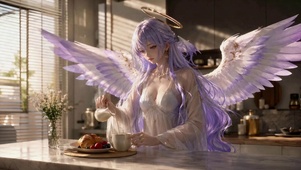 晨间紫发天使美少女