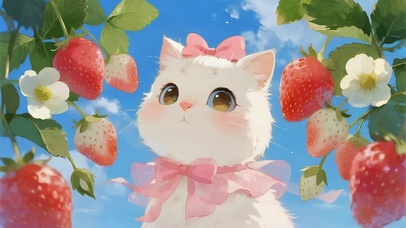 可爱草莓猫咪