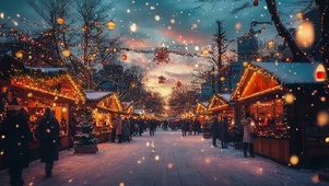 冬日傍晚黄昏圣诞街道