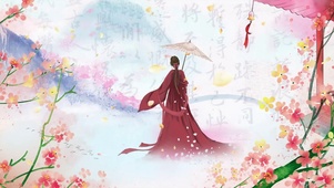 唯美樱花古风背景诗情画意