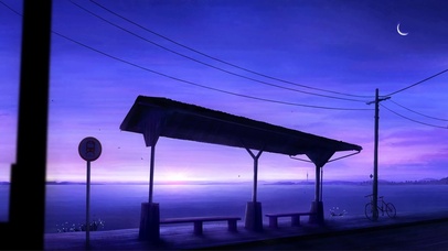 徬晚的海边车站