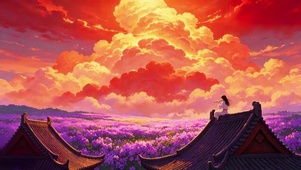 红云檐顶吹笛少年