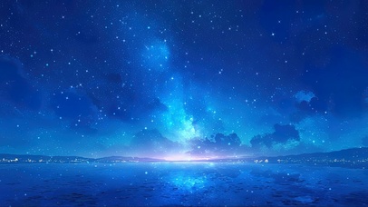 纯净星空城市湖畔夜景