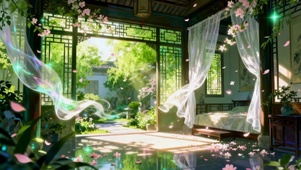 春风吹落花瓣（迎春）