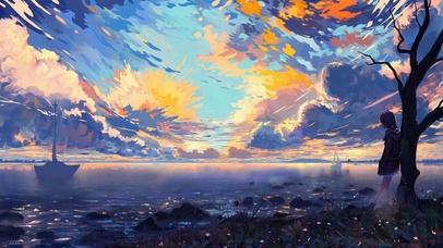 霞落孤海