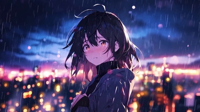 雨夜伤心的女孩