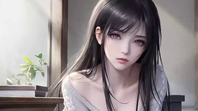 窗台旁的清丽女神