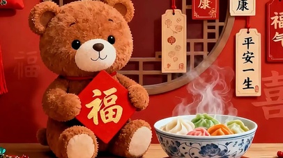 新年快乐带鱼屏