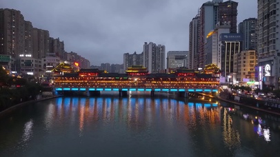 贵州黔南都匀西山大桥夜幕降临