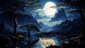 静怡的中国风山水夜景