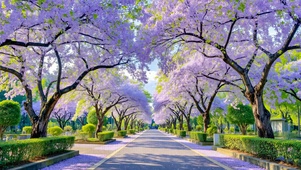 春日蓝花楹林荫夹道