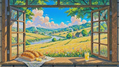 乡村窗景