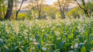 晨光下的铃兰原野