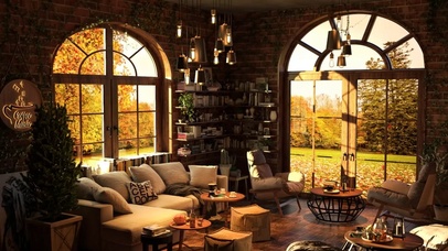 秋季落叶咖啡馆